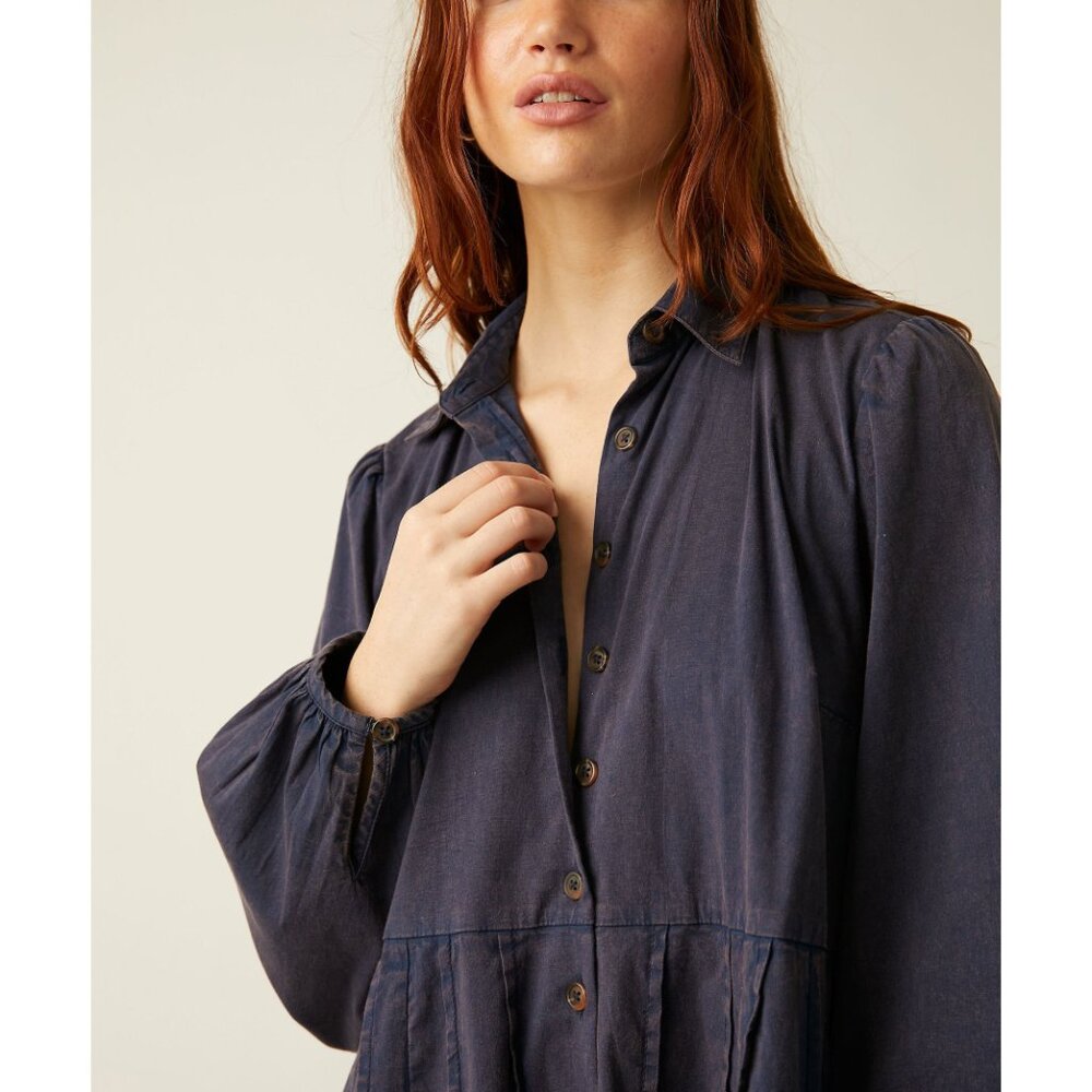 🎉LAST CHANCE🎉 FREE PEOPLE Marvelous Mia Solid Mini Dress / Dried Indigo - Picture 5 of 10